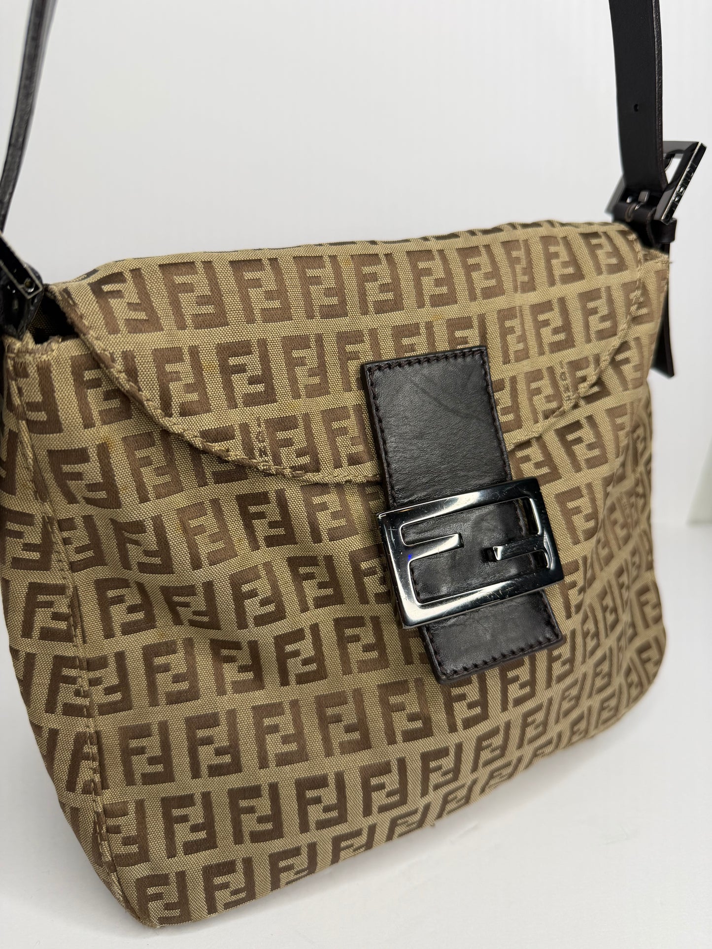 Pre-owned Fendi Zucchino Mamma baguette shoulder bag