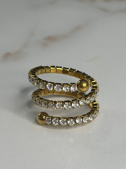 Adjustable rhinestone ring