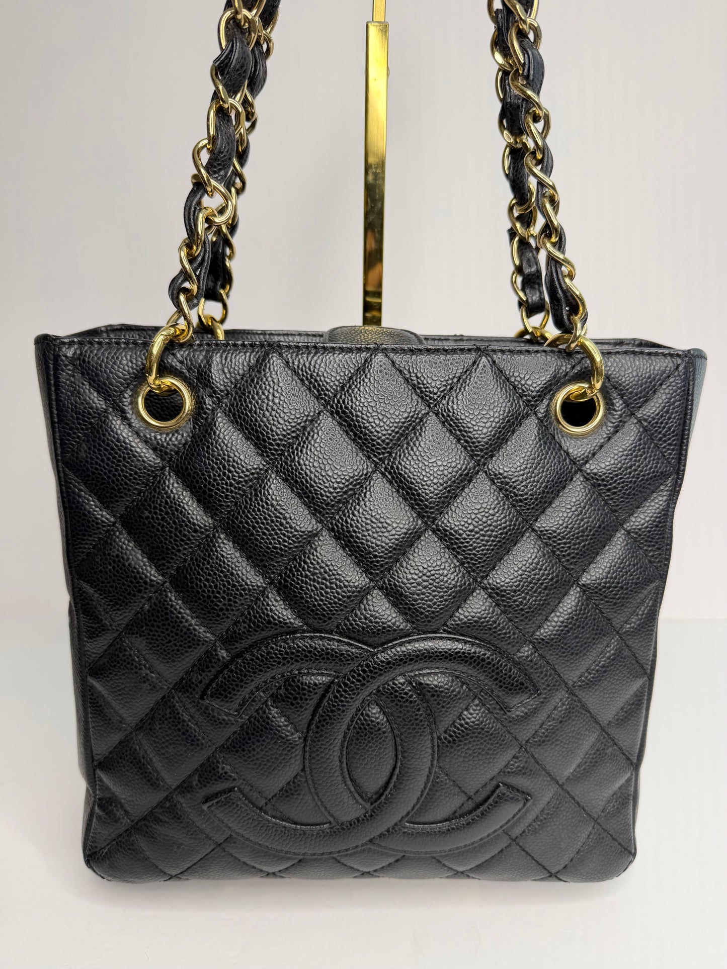 Pre-owned Chanel Black caviar leather petite, shopping tote shoulder bag