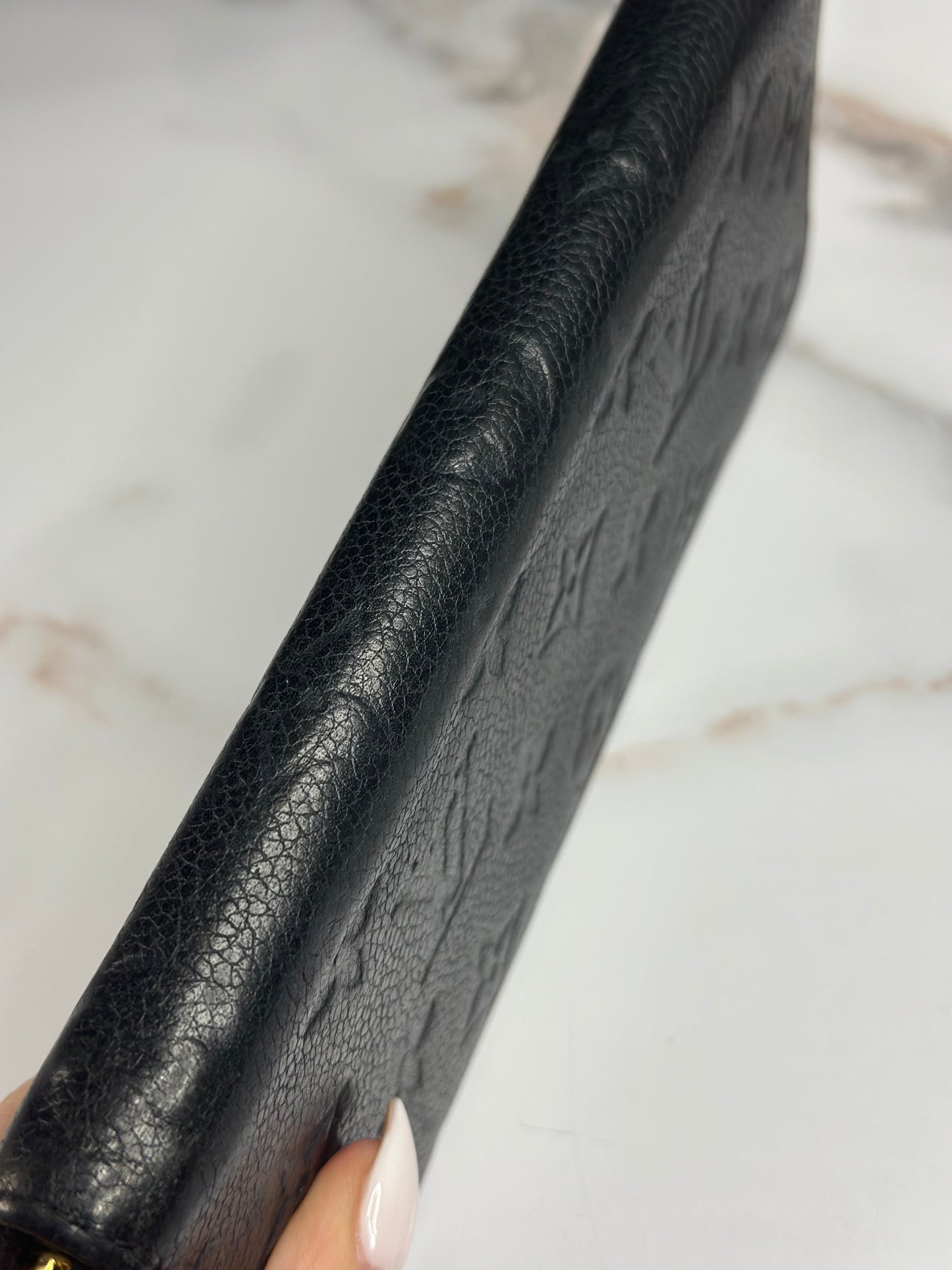 Pre-owned Louis Vuitton monogram black Empriente leather clemence wallet