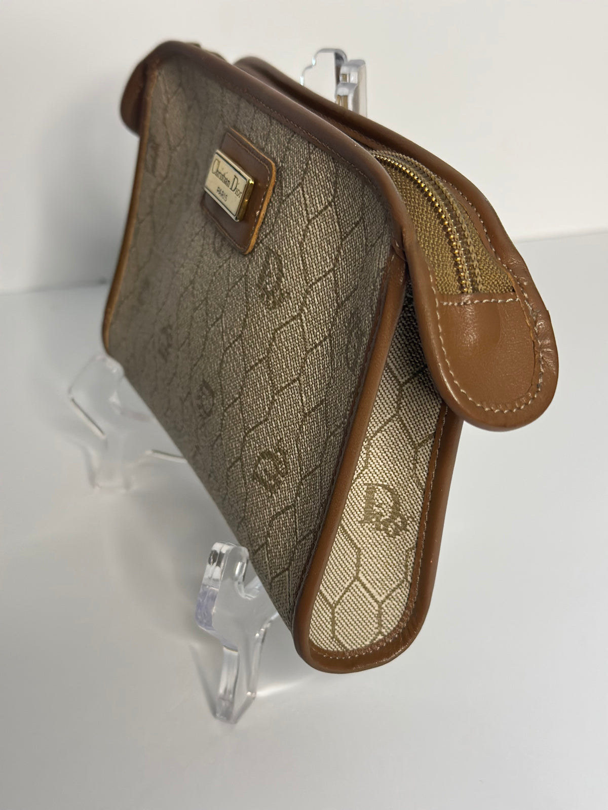 Pre-owned Christian Dior vintage canvas cosmetic pouch