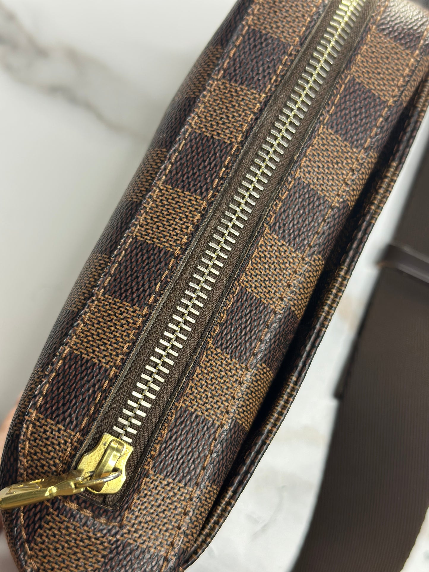 Pre-owned Louis Vuitton Damier Ebene Canvas Geronimo belt bag