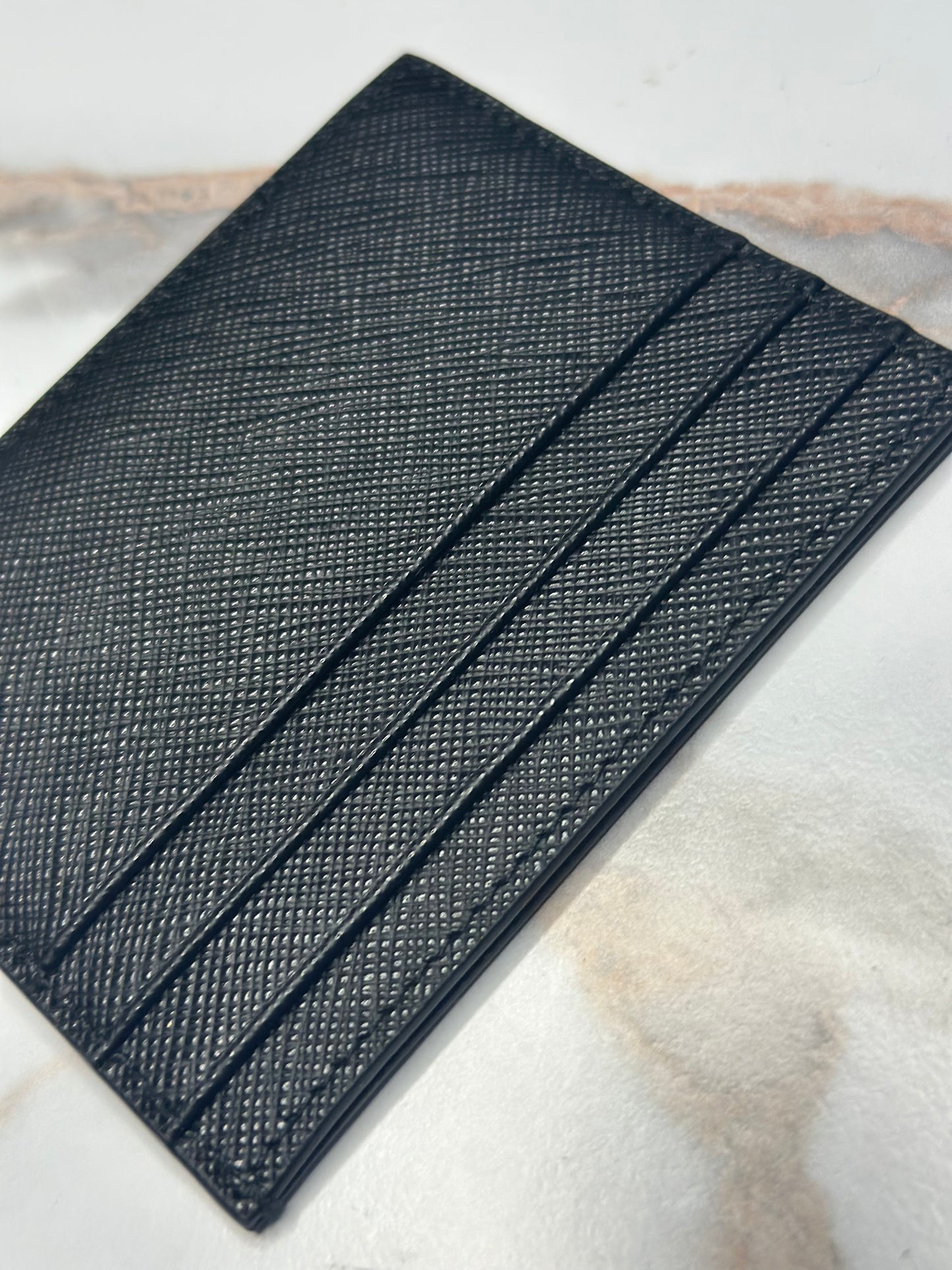 Pre-owned Prada black Saffiano leather card holder