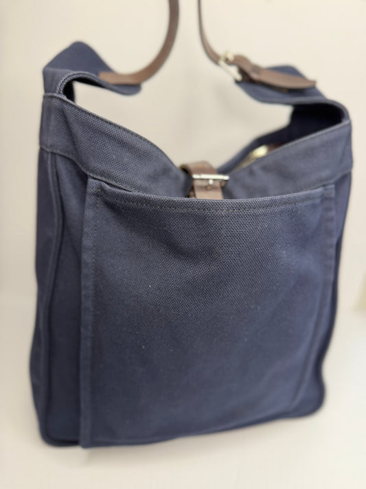 Pre-owned Hermes Navy Canvas Marwari GM shoulder bag