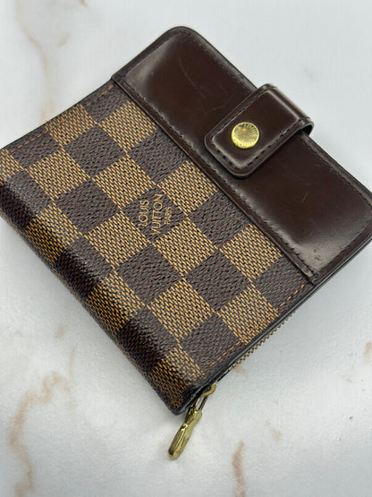 Pre-owned Louis Vuitton Damier ebene canvas compact wallet