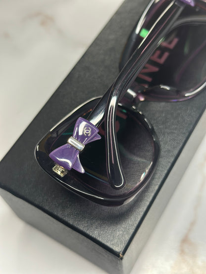 Pre-owned Chanel Acetate CC Bow purple Sunglasses