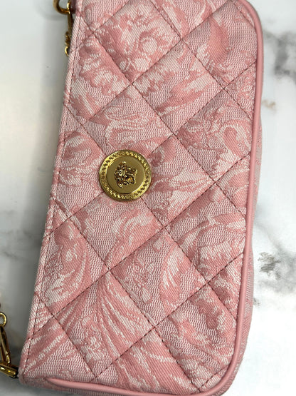 Pre-owned Versace Jacquard Barocco Quilted Medusa Crossbody bag in pink