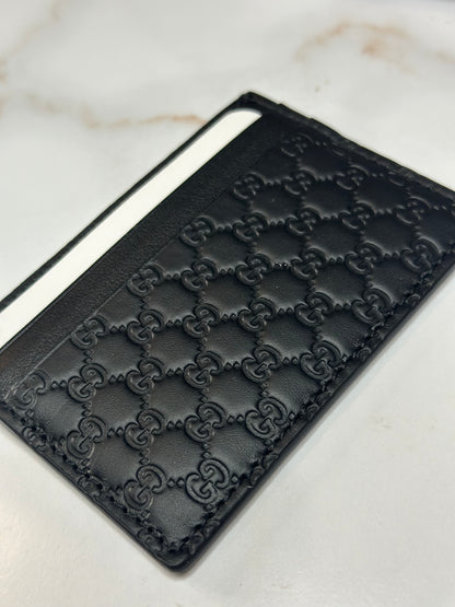 Pre-owned Gucci GG Microguccisima black leather card holder