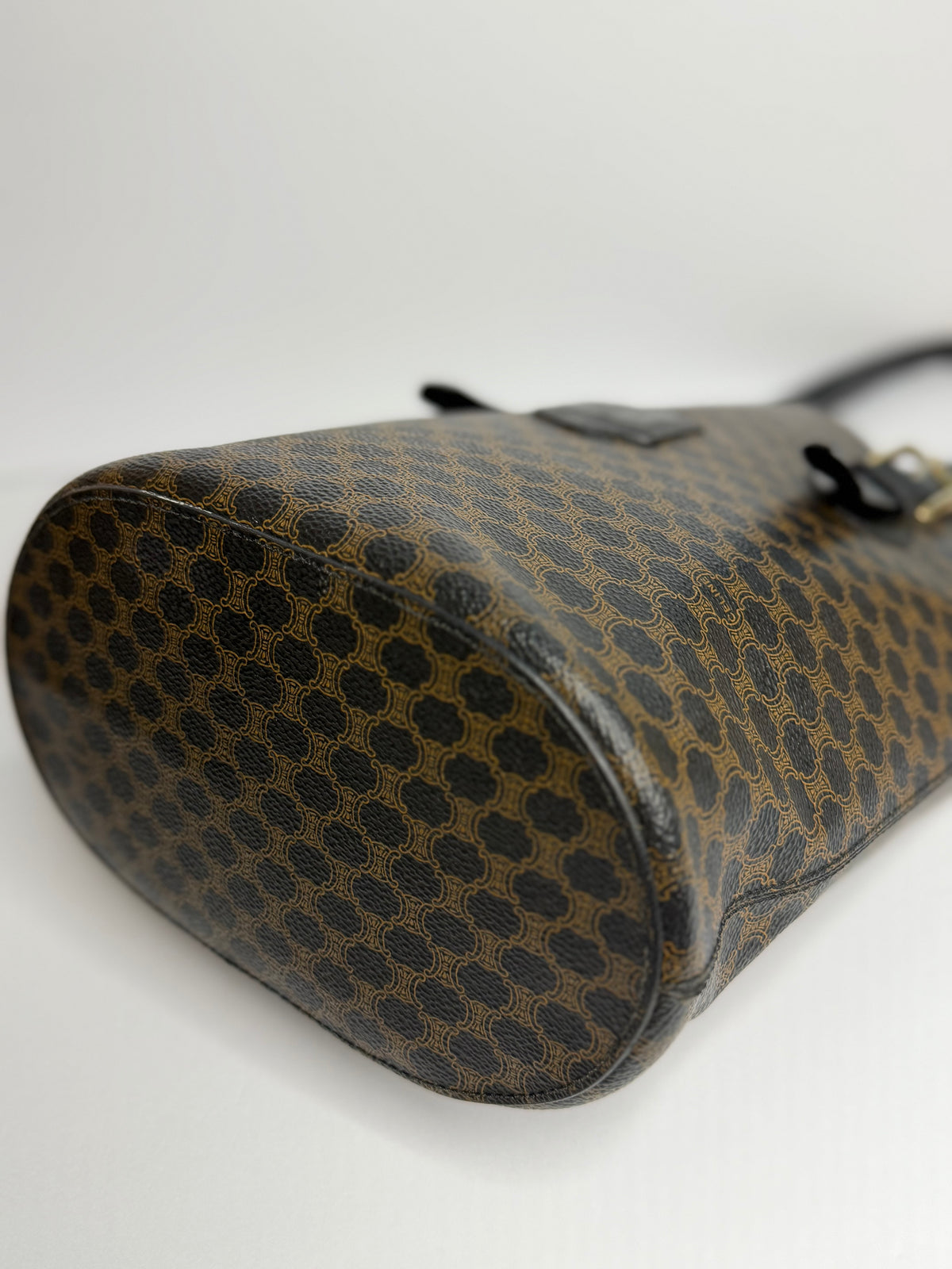 Pre-owned Celine black x brown macadam canvas bucket tote