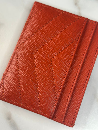 Pre-owned Saint Laurent grain de poudre leather card holder
