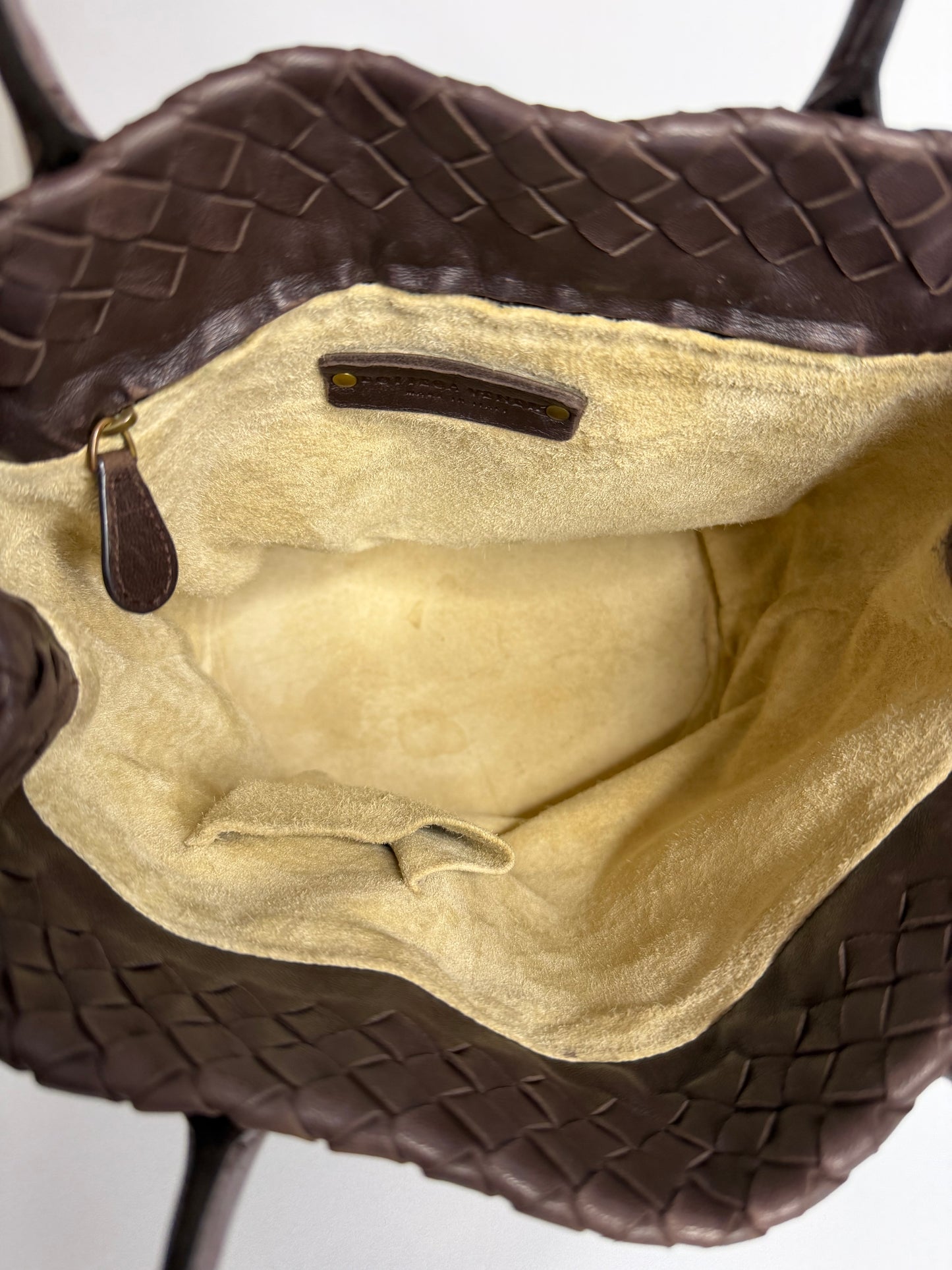 Pre-owned Bottega Veneta dark brown intrecciato leather bucket tote