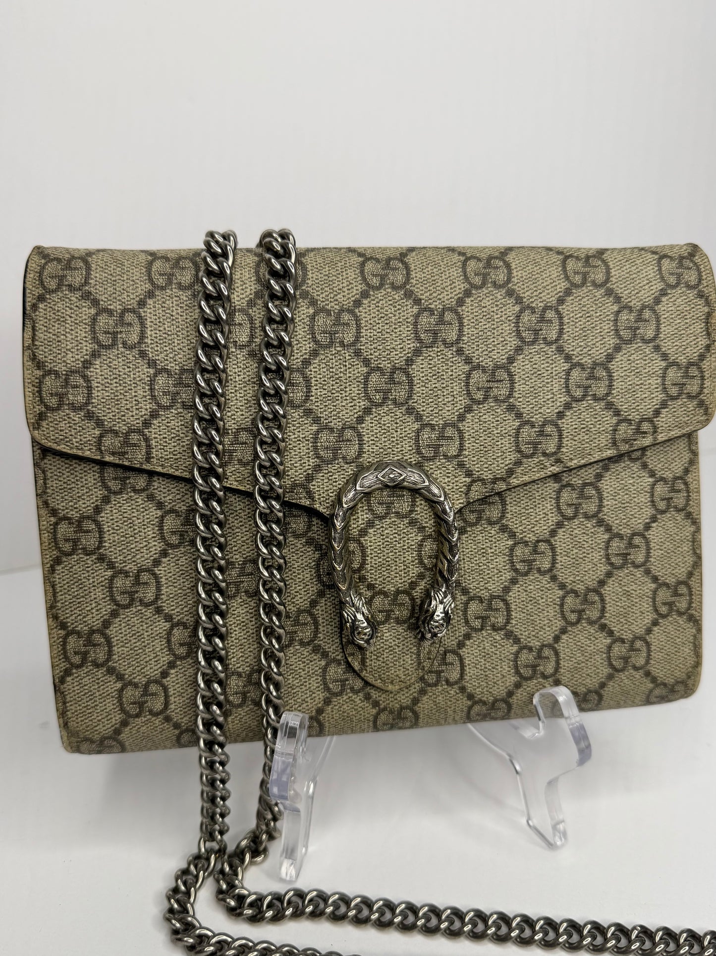 Pre-owned Gucci GG canvas Dionysus wallet on chain
