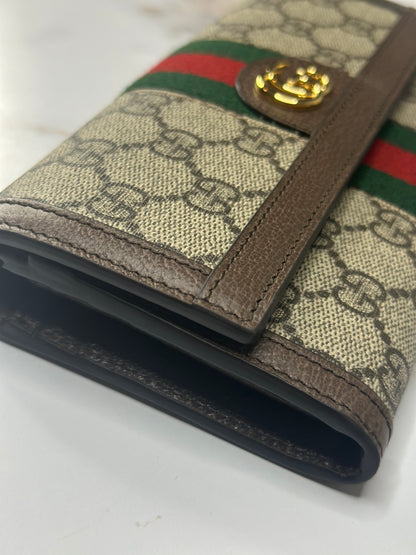 Pre-owned Gucci GG Ophidia Beige & ebony continental wallet