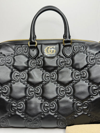 Pre-owned Gucci GG matelassé leather duffel bag