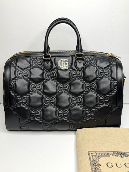 Pre-owned Gucci GG matelassé leather duffel bag