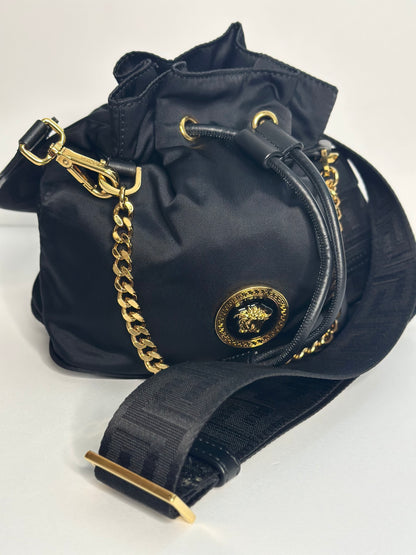 Pre-owned Versace Medusa Black Nylon crossbody