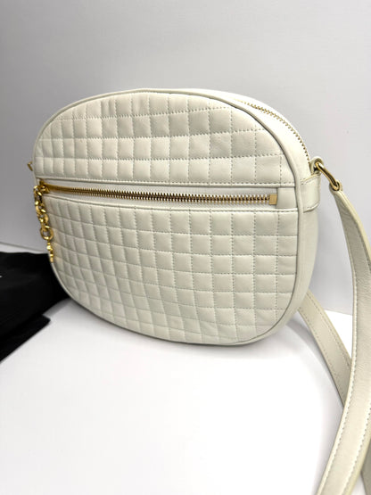 Pre-owned Celine C Charm Medium Camera Bag in quilted calfskin leather and an off-white crossbody
