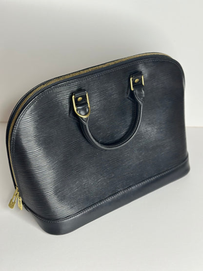Pre-owned Louis Vuitton Black Epi Alma PM tote