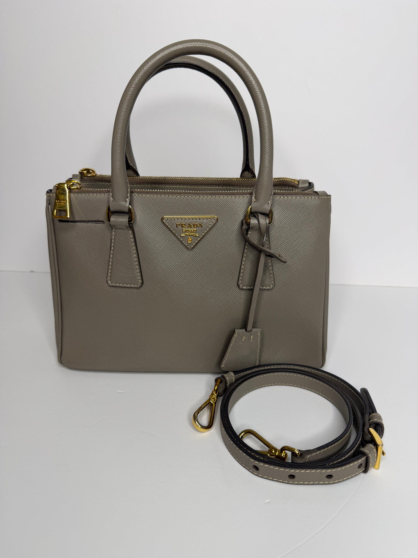 Pre-owned Prada Saffiano leather small two way tote