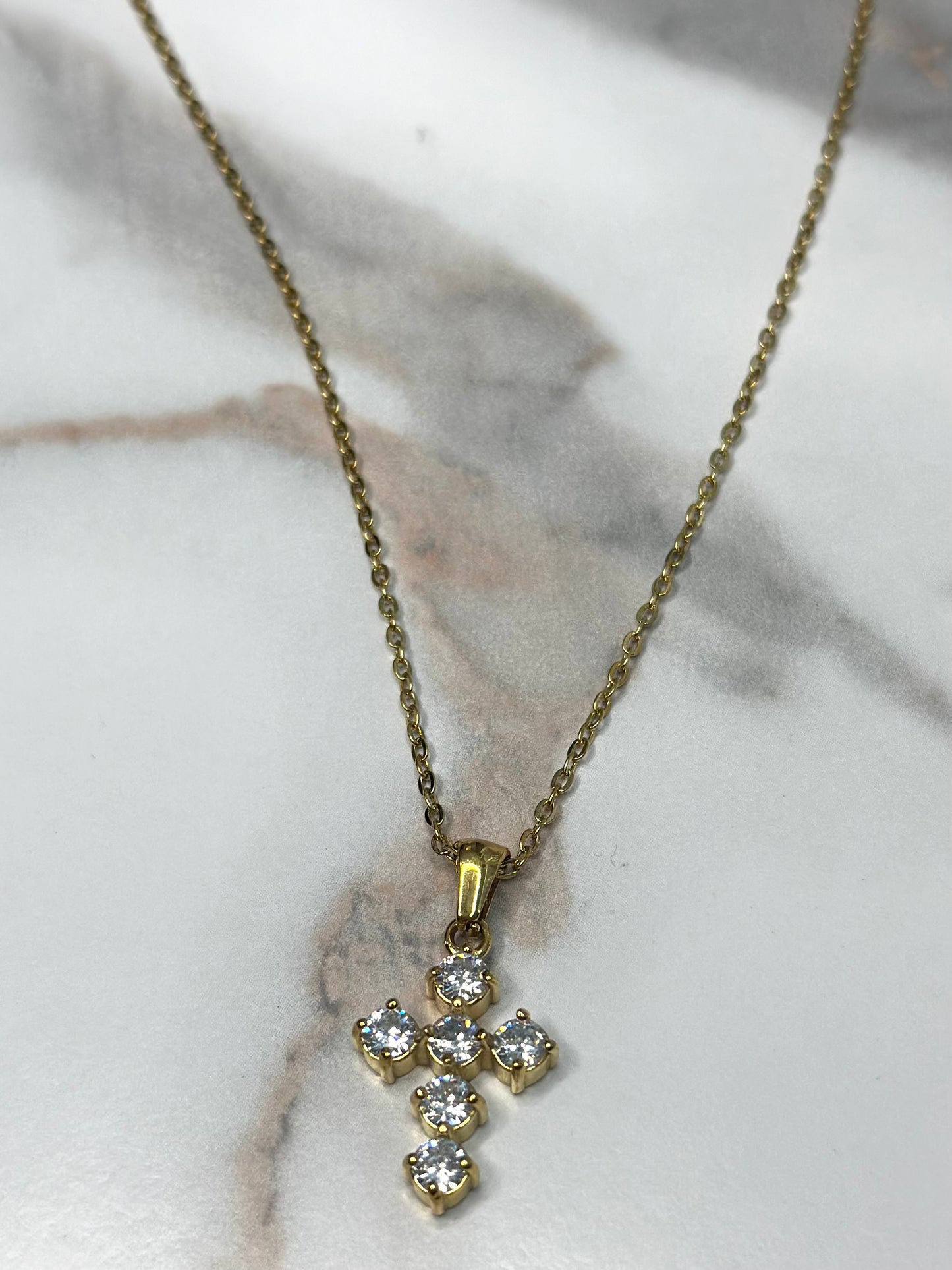 Large rhinestone cross necklace