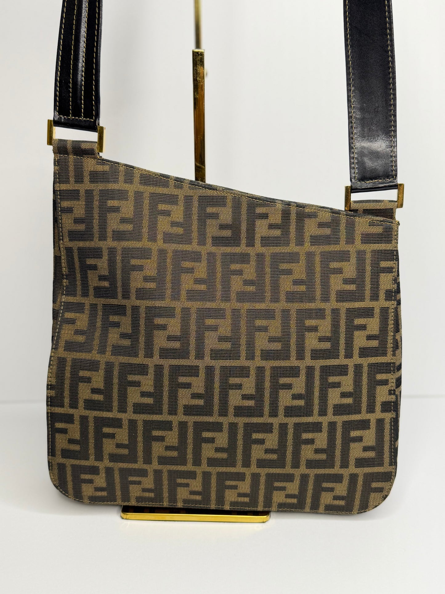 Pre-owned FENDI Zucchino Shoulder Bag Canvas Brown