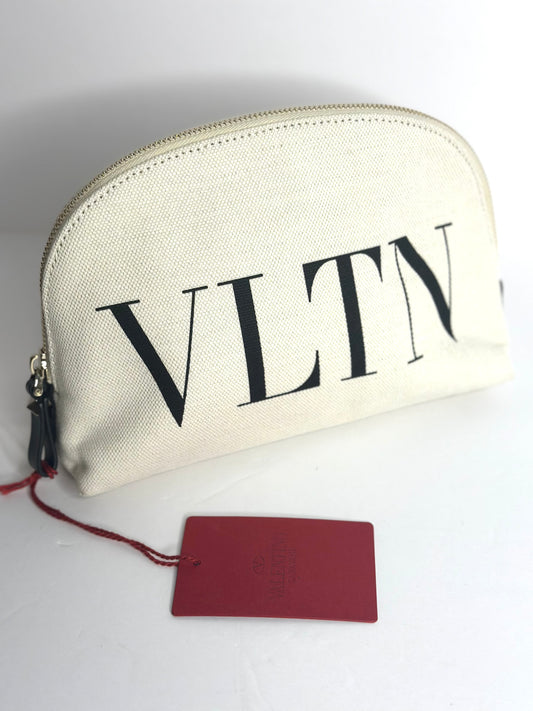 Pre-owned Valentino canvas cosmetic pouch