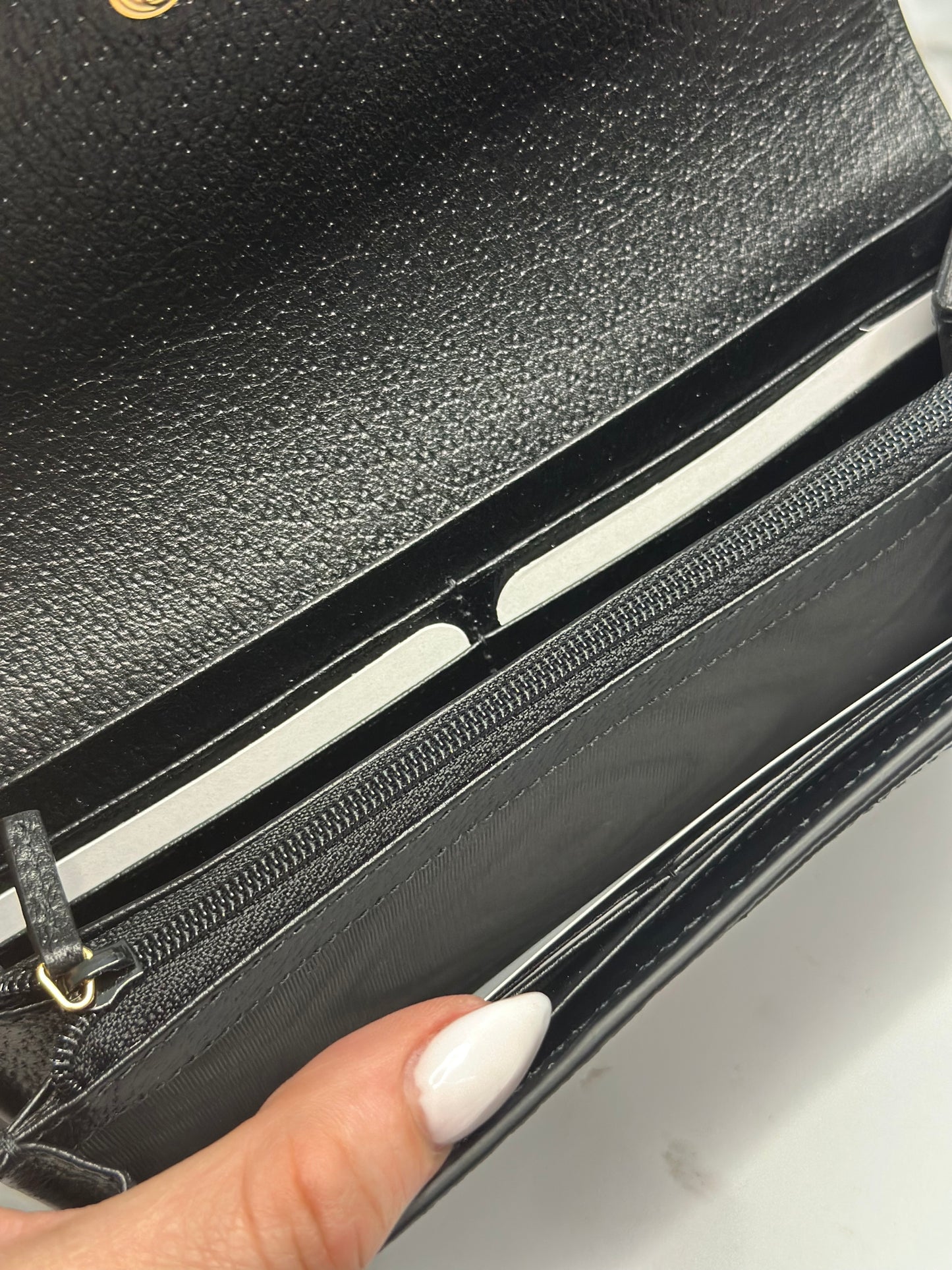 Pre-owned Gucci Ophidia, black, leather continental wallet