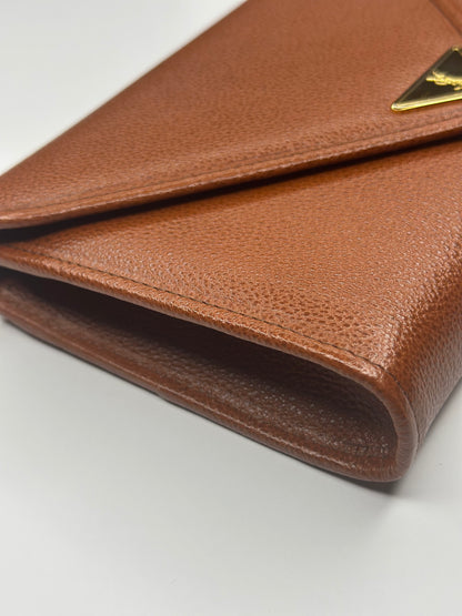 Pre-owned Yves Saint Laurent vintage envelope crossbody cognac leather