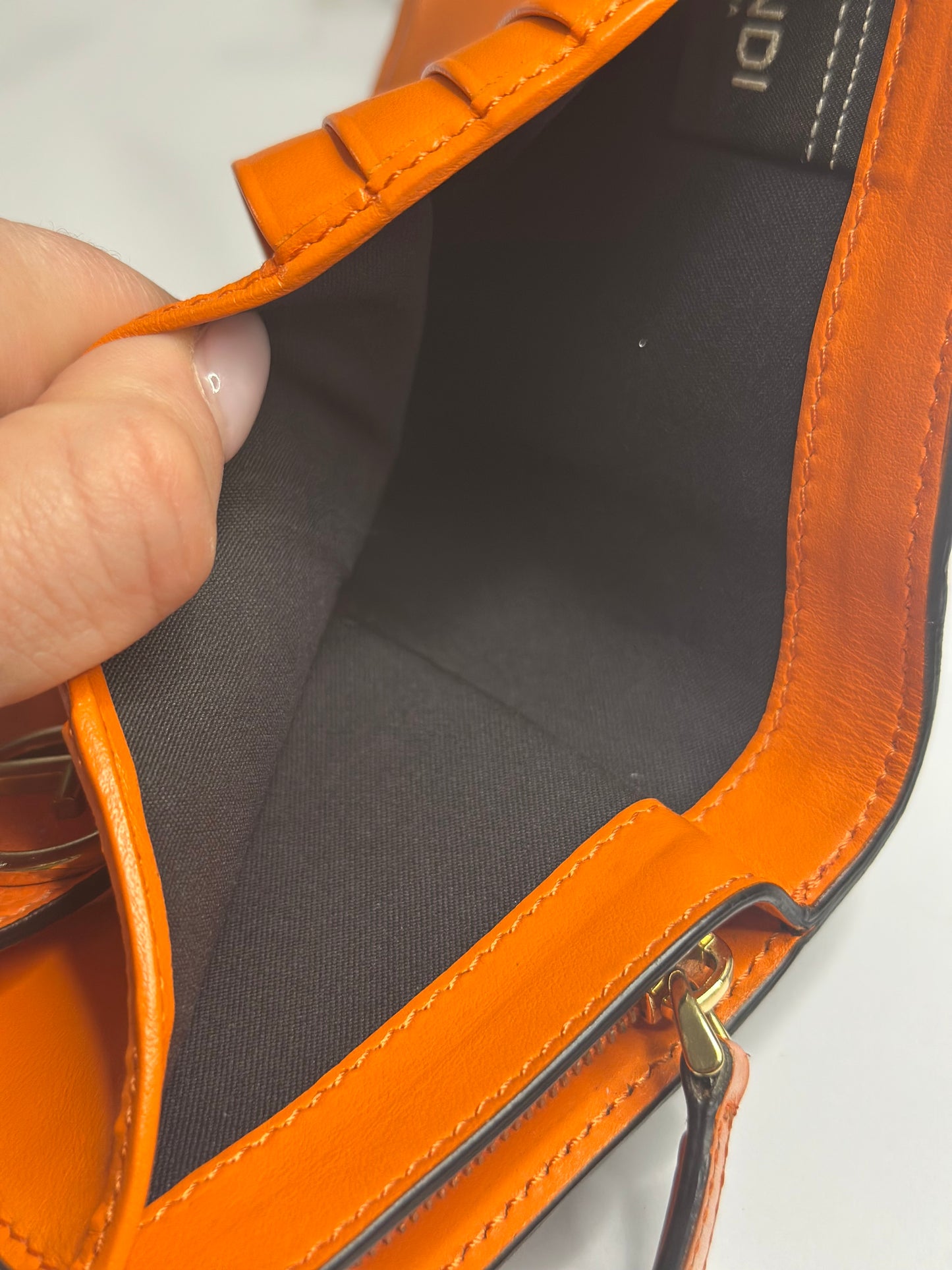 Pre-owned Fendi Zucca embossed leather compact wallet