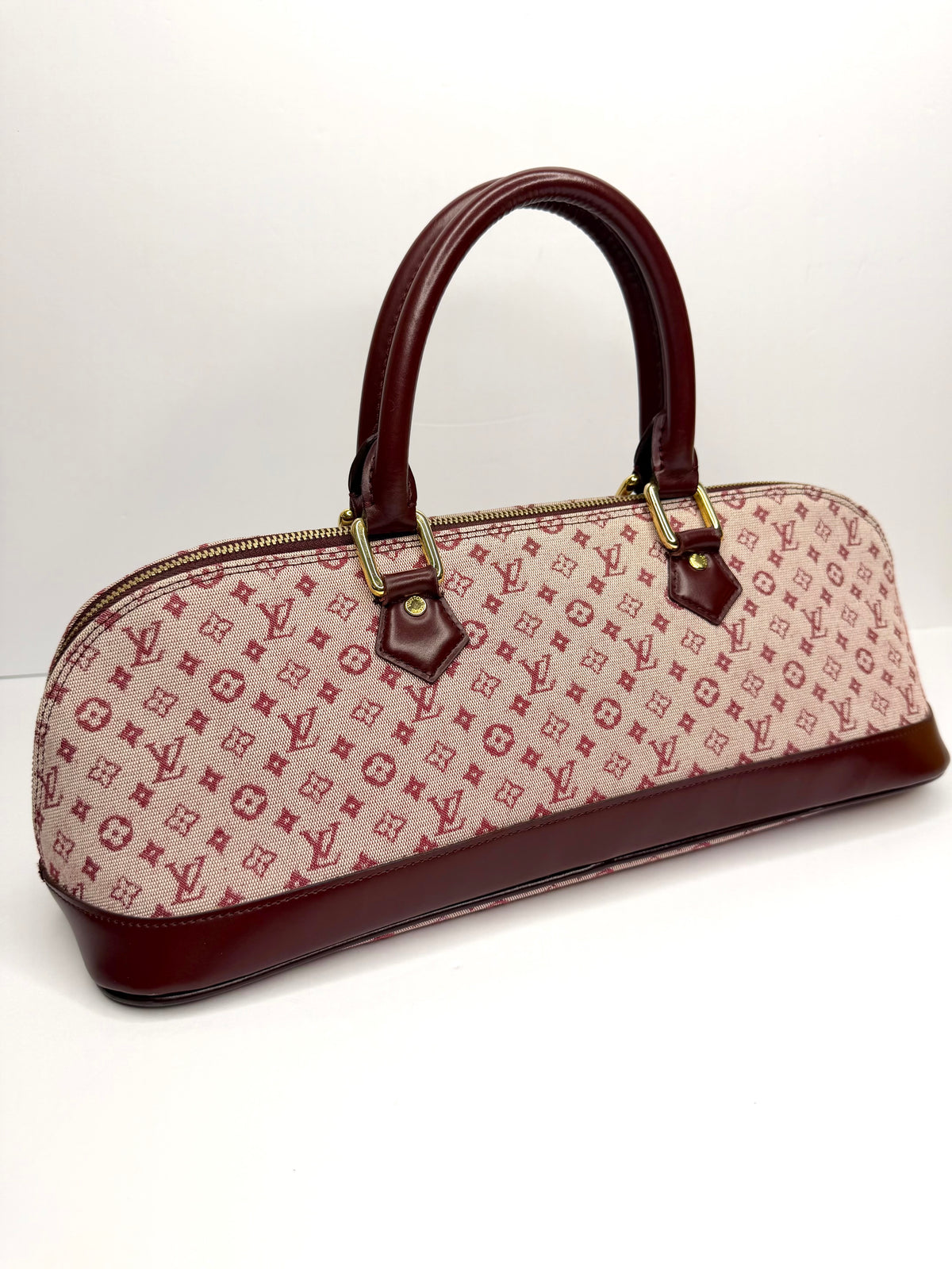 Pre-owned Louis Vuitton Mini Lin Cherry Canvas Alma long top handle tote