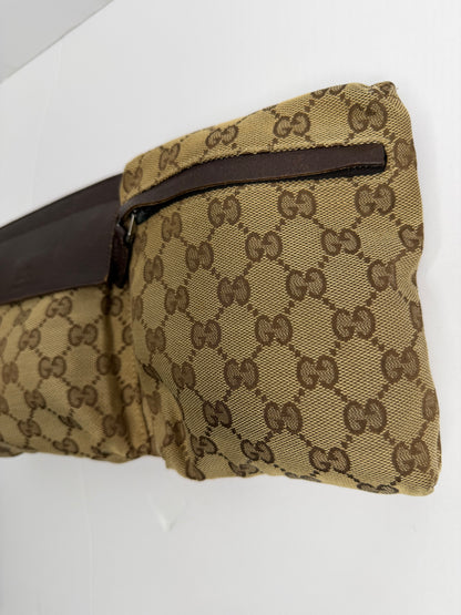 Pre-owned Gucci GG Canvas Double Pocket belt bag