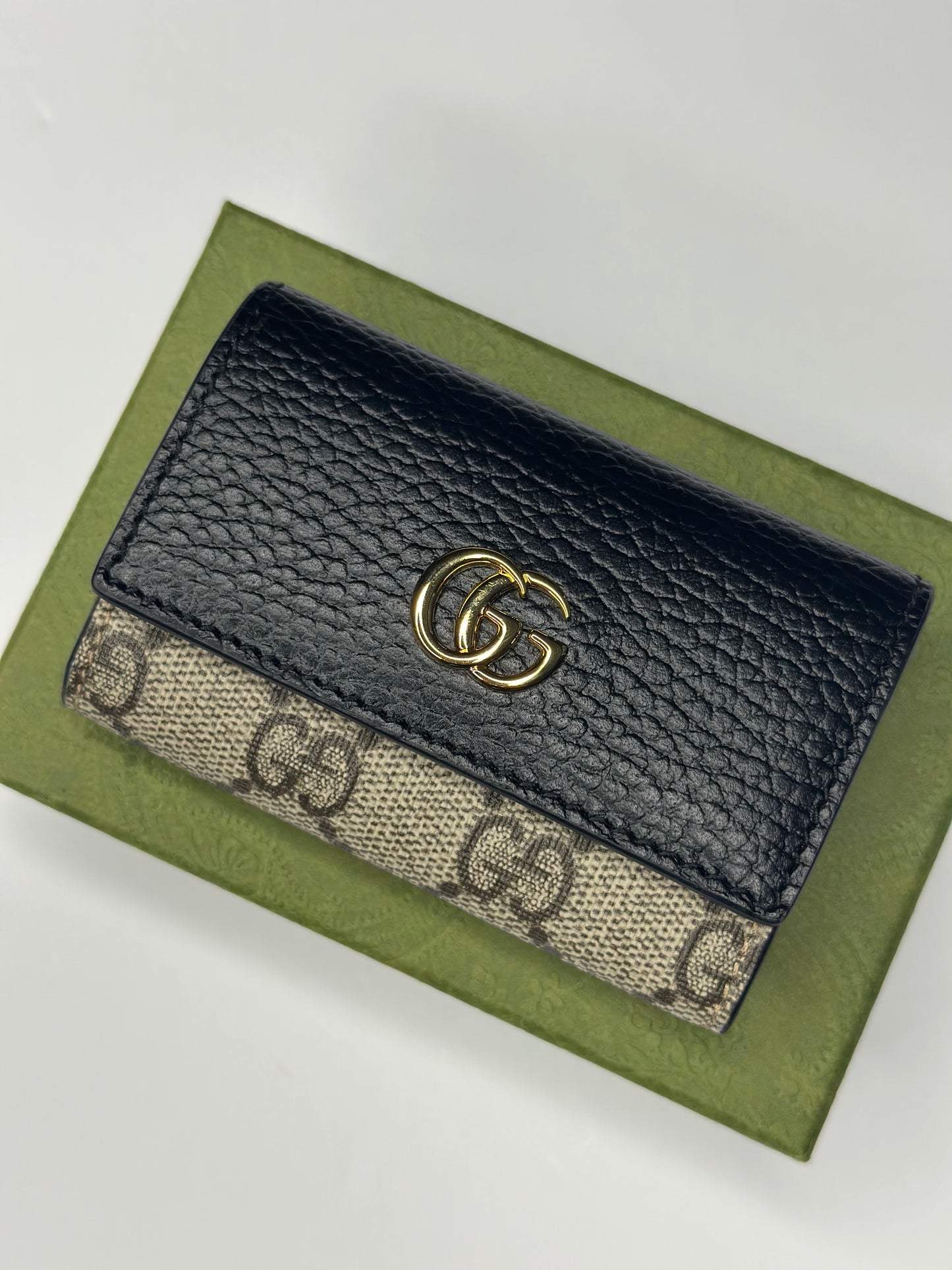 Pre-owned Gucci GG Marmont leather x canvas key holder