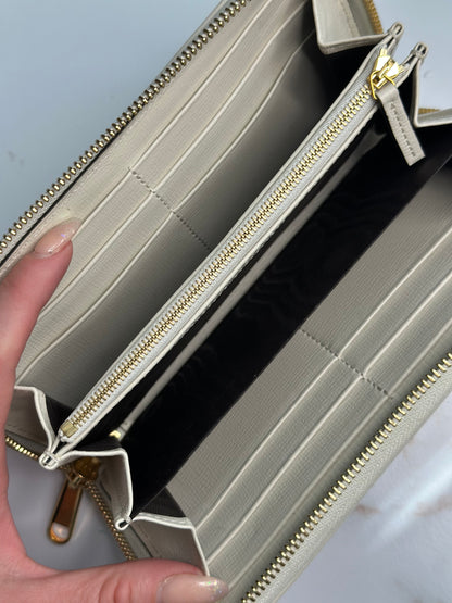 Pre-owned Gucci Horsebit canvas x leather zippy wallet