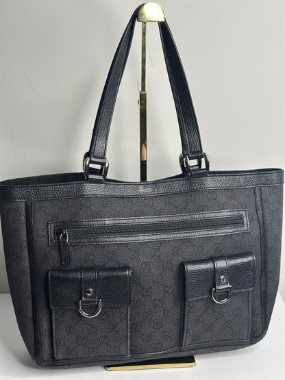 Pre-owned Gucci GG black canvas Abby tote