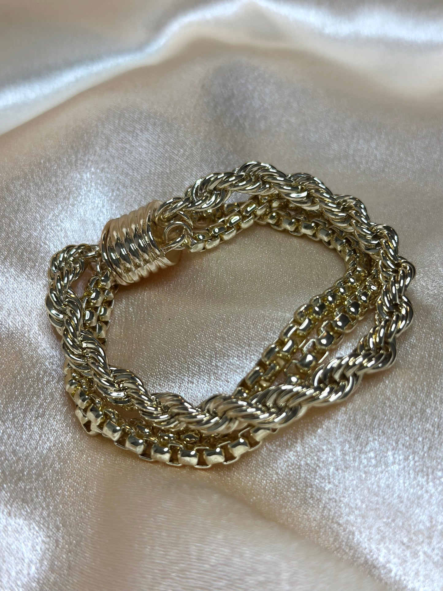 Alicia’s signature GLD chain bracelet