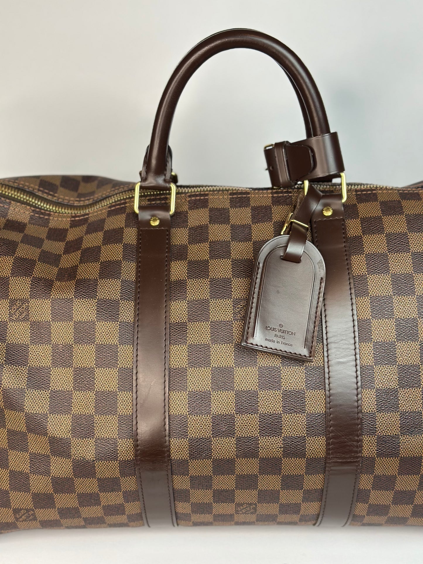 Pre-owned Louis Vuitton Damier Ebene canvas Keepall 50 duffel ￼
