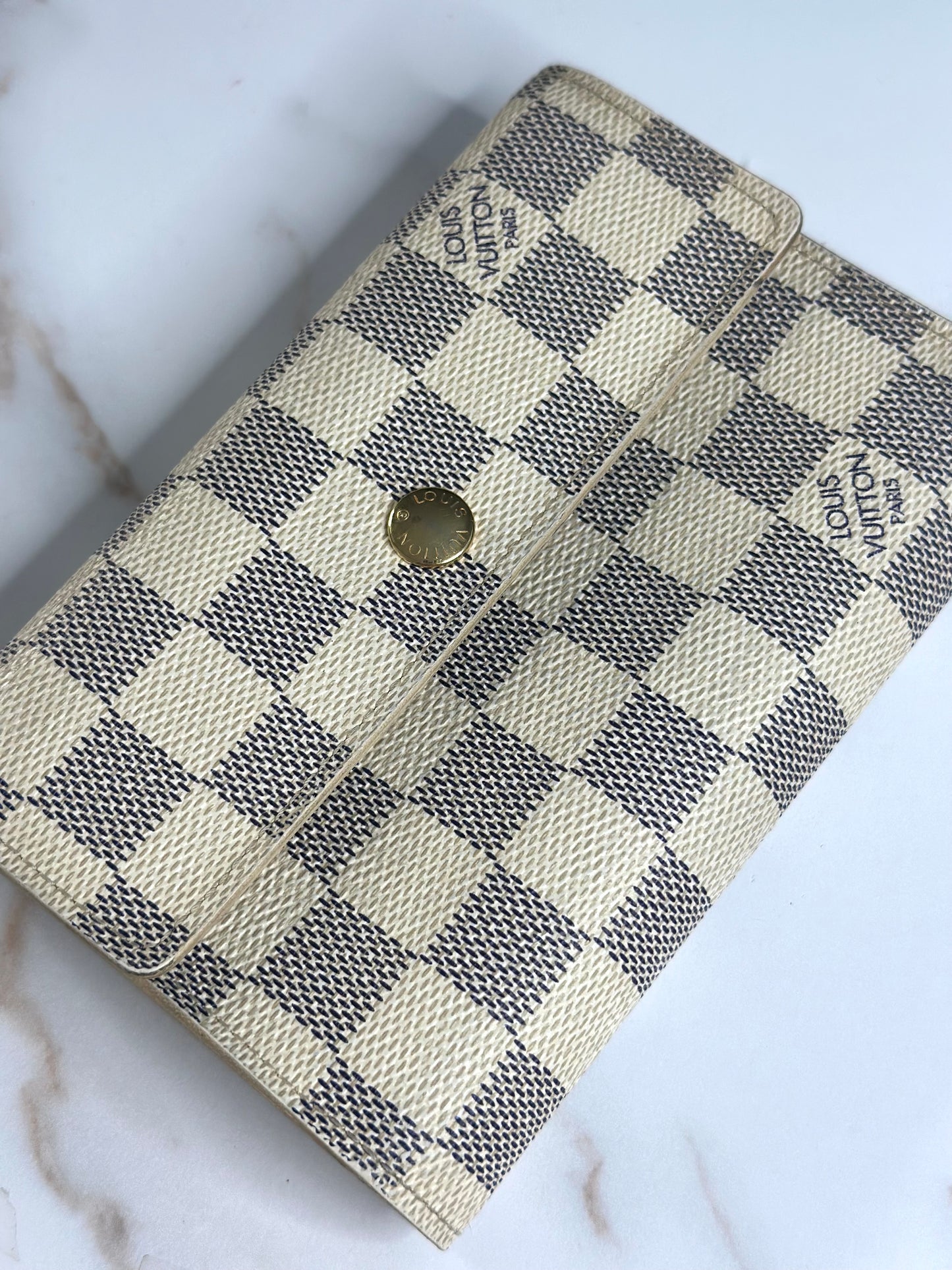 Pre-owned Louis Vuitton Damier azur Alexandra wallet