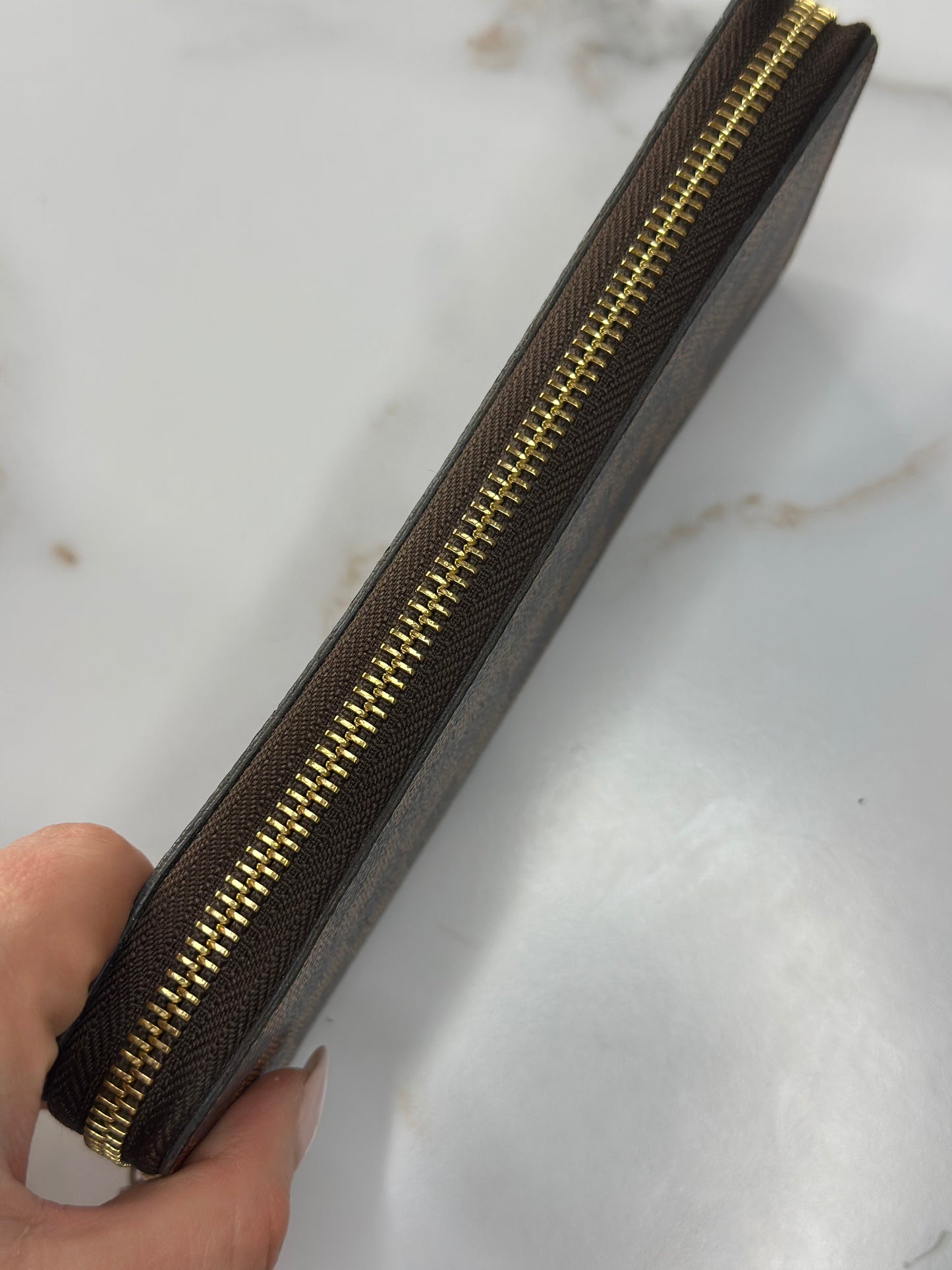 Pre-owned Louis Vuitton Damier Ebene clemence wallet