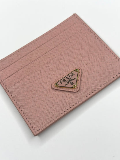 Pre-owned Prada soft pink Saffiano leather card holder