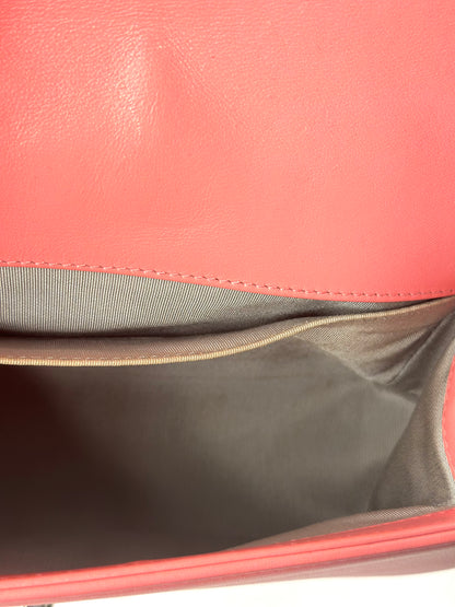 Pre-owned Chanel 2016 Pink Chevron Quilted Old Medium Boy Crossbody