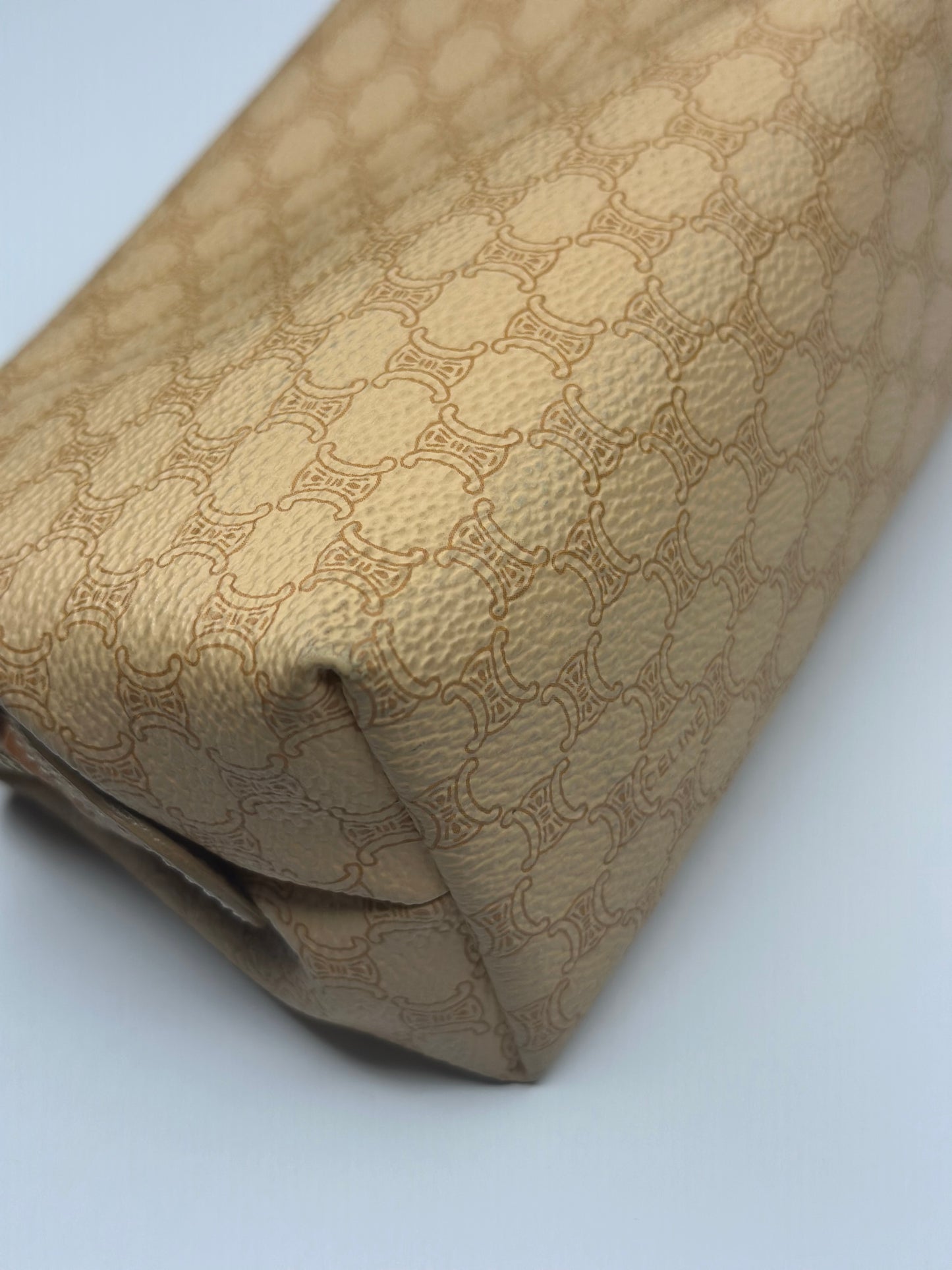 Pre-owned Celine beige macadam canvas small cosmetic pouch