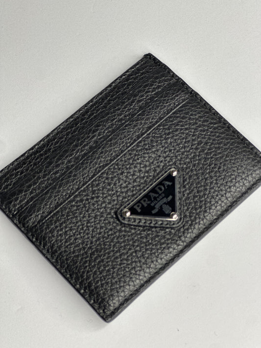Pre-owned Prada black Vitello leather card holder