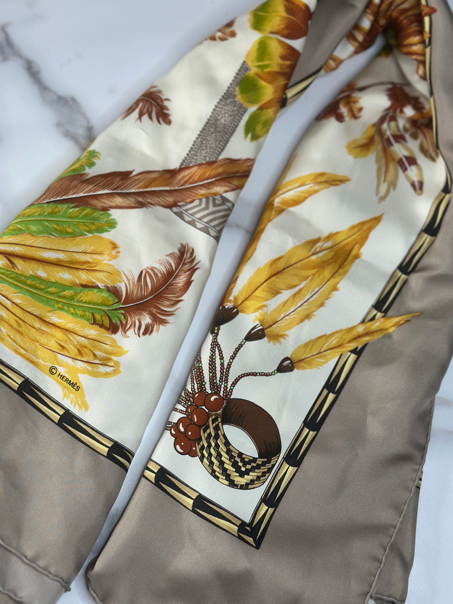 Pre-owned Hermès Carre silk scarf "Brazil" designed by Laurence Bourthoumieux