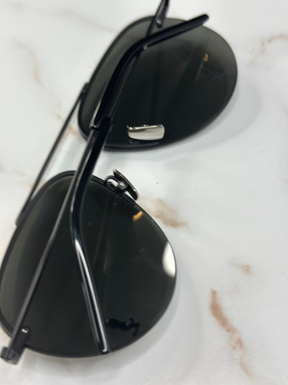 Pre-owned Saint Laurent black metal aviators