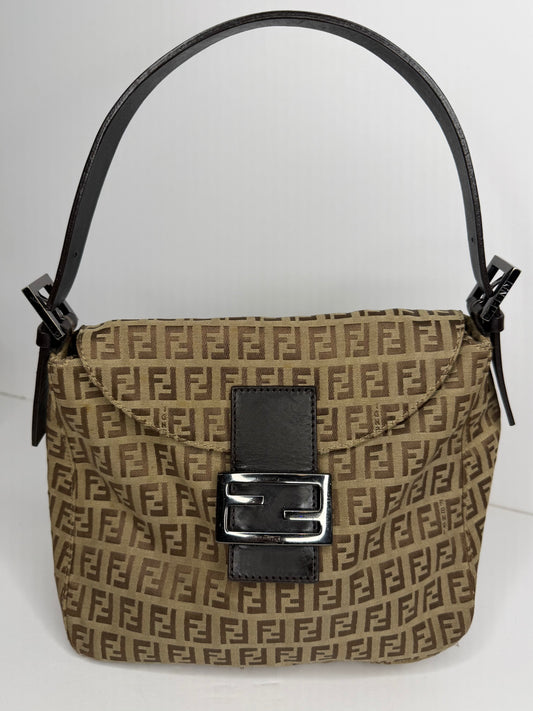 Pre-owned Fendi Zucchino Mamma baguette shoulder bag