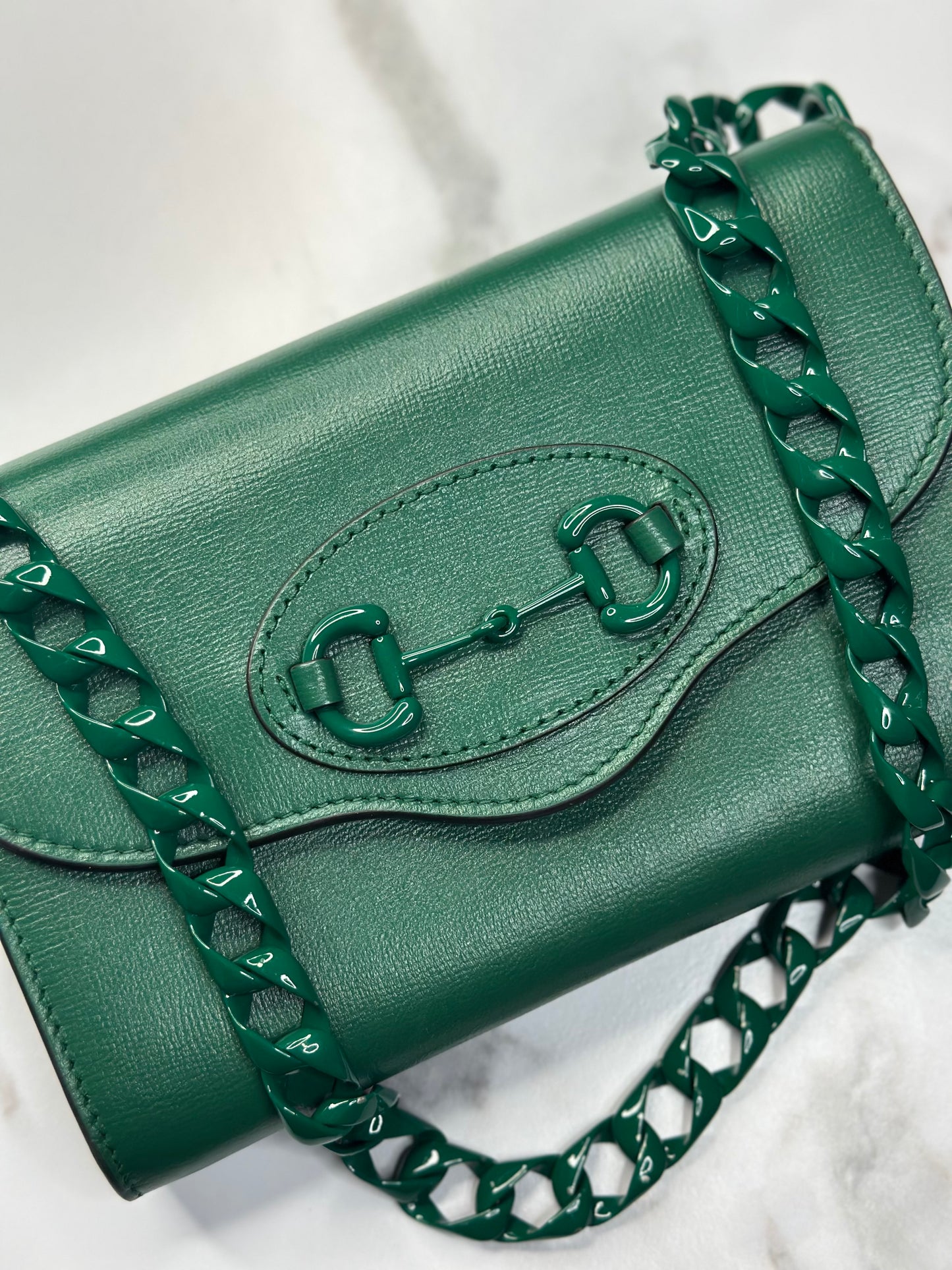Pre-owned Gucci Emerald Green 1955 Mini Horsebit Bag w/ Web Strap