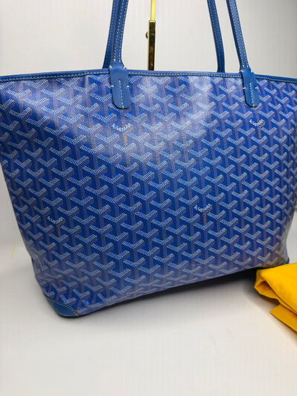 Pre-owned Goyard Artois MM goyardine canvas sky blue tote