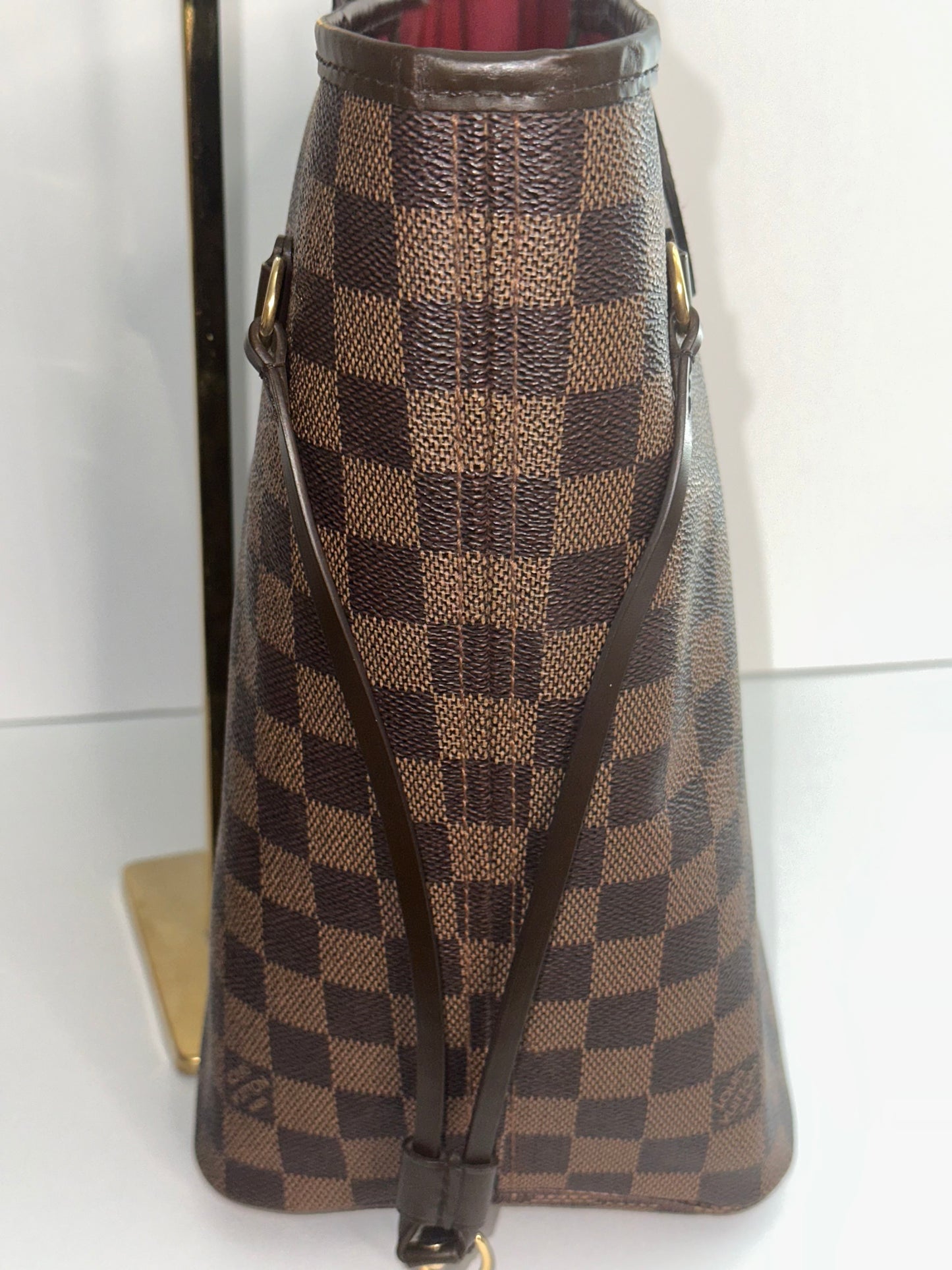 Pre-owned Louis Vuitton Damier ebene neverfull MM with pouch