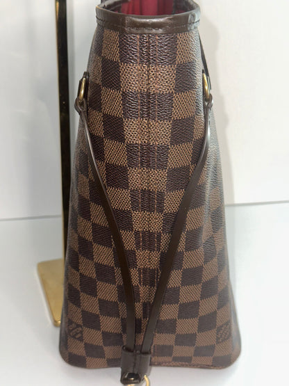 Pre-owned Louis Vuitton Damier ebene neverfull MM with pouch