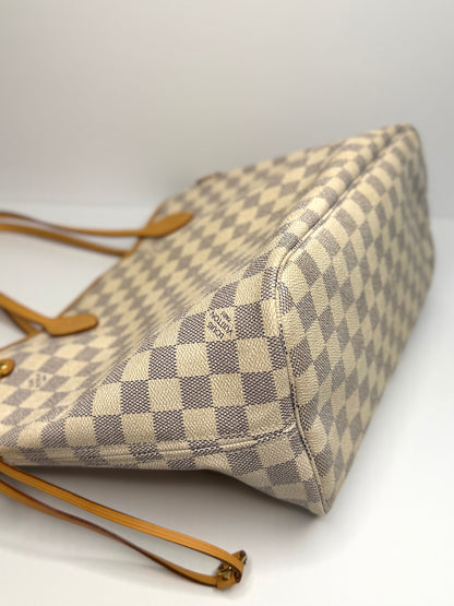 Pre-owned Louis Vuitton Damier azur neverfull MM tote